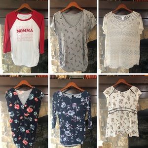 Maternity Shirt & Top - BUNDLE - (6) Motherhood Maternity Top - Large